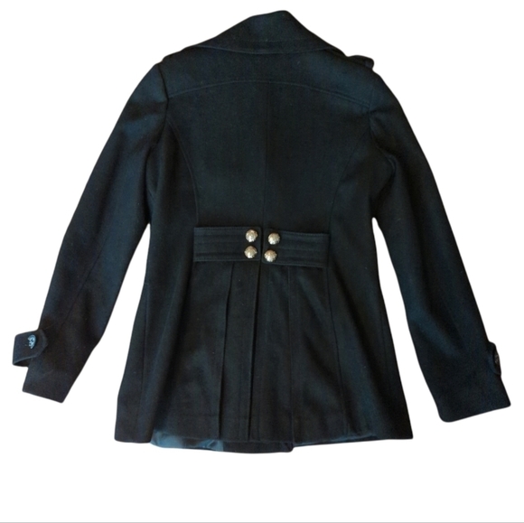 Miss Sixty Navy pea wool coat. button details wool blend classic chic Warm sz S - Picture 12 of 15